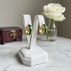 Chic Gold and Green Hoop Earrings